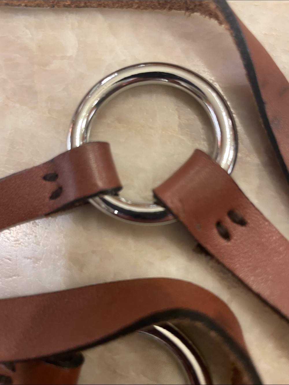 Brown Leather Ring-Accent wrap Belt. XL - Picture 4 of 4